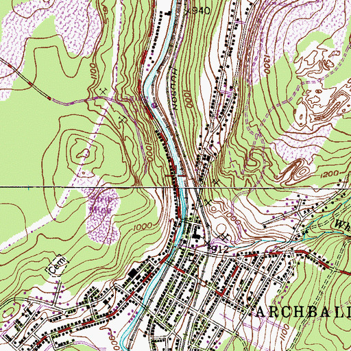 Topographic Map of Eaton Breaker, PA