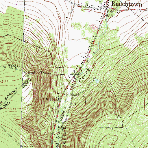 Topographic Map of The Rocky Gorge, PA