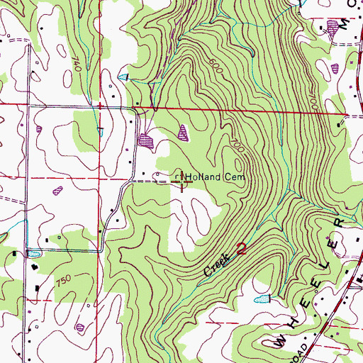 Topographic Map of Holland Cemetery, AL