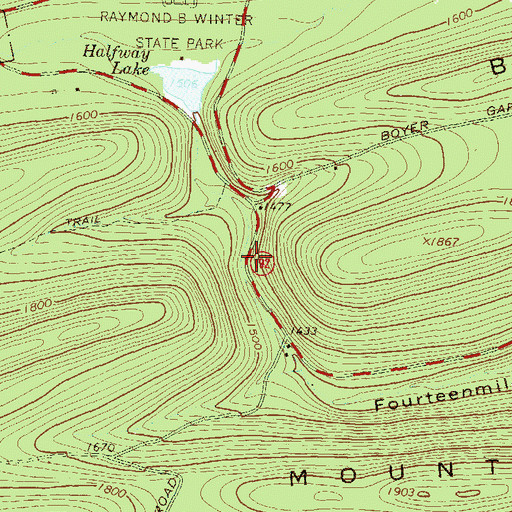 Topographic Map of Rapid Run Gap, PA