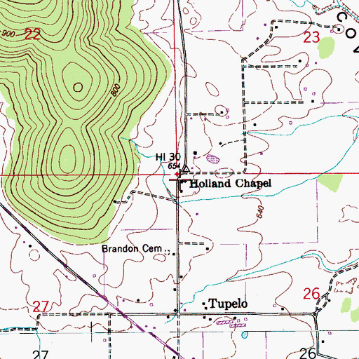 Topographic Map of Holland Chapel, AL