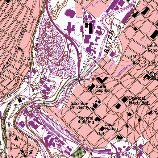 Topographic Map of Pine Brook (historical), PA