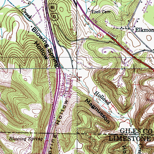 Topographic Map of Holland Creek, AL