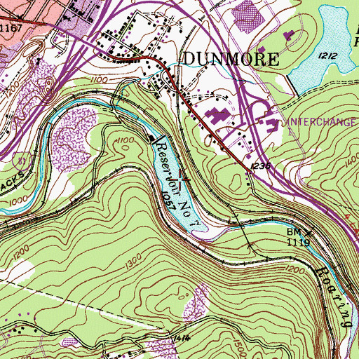 Topographic Map of Reservoir Number Seven, PA