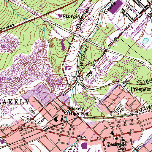 Topographic Map of West Branch Tinklepaugh Creek, PA
