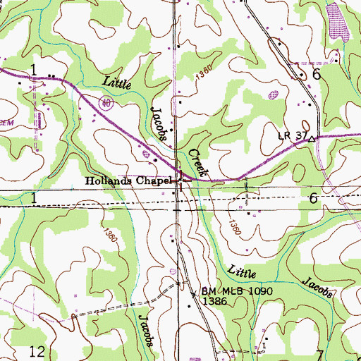 Topographic Map of Hollands Chapel, AL