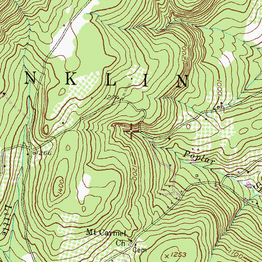 Topographic Map of Poplar Spring, PA