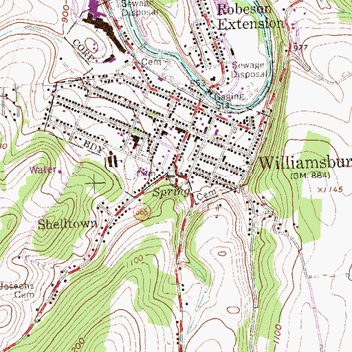 Topographic Map of Big Springs, PA