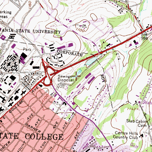Topographic Map of Thompson Spring, PA