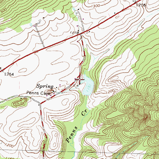 Topographic Map of Penns Cave Spring, PA