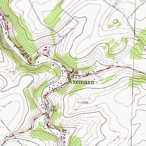 Topographic Map of Axemann Spring, PA