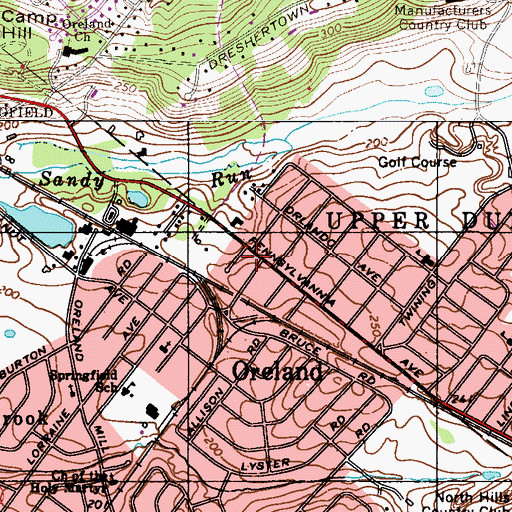 Topographic Map of East Oreland, PA