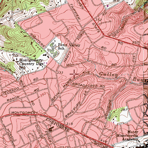 Topographic Map of Penn Valley, PA