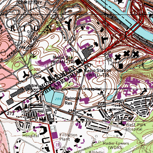Topographic Map of Pencoyd, PA