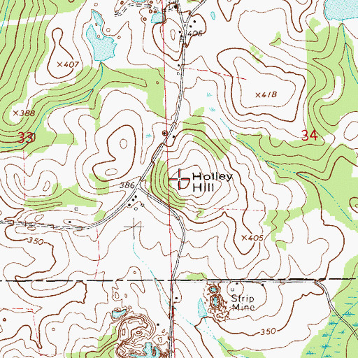Topographic Map of Holley Hill, AL
