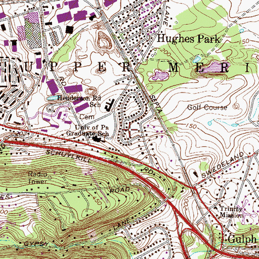 Topographic Map of School Side Manor, PA