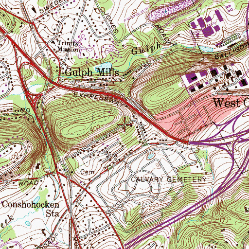 Topographic Map of Gulph Terrace, PA