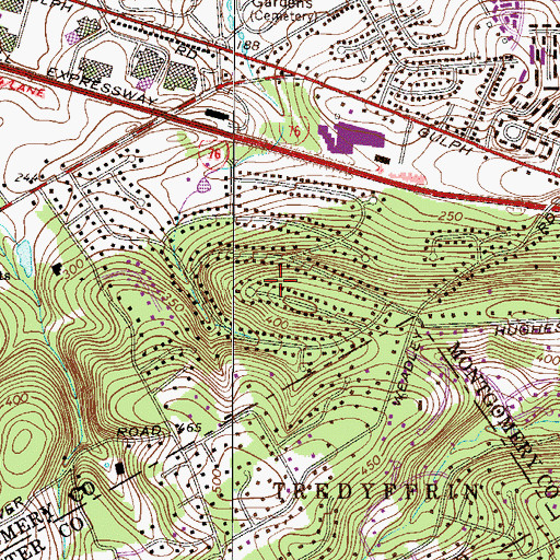 Topographic Map of Bob White Farms, PA