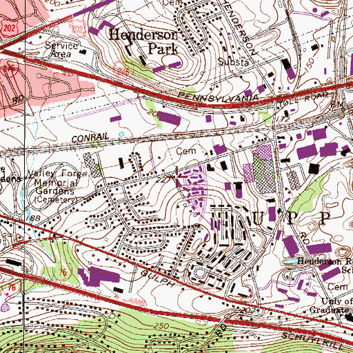 Topographic Map of Valley Forge Acres, PA