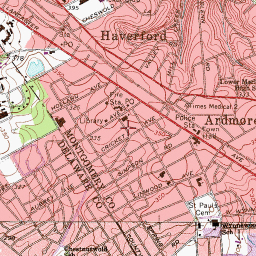 Topographic Map of Hamilton Court, PA