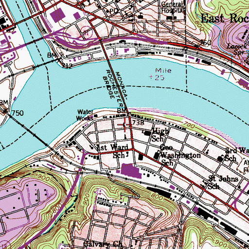 Topographic Map of Phillipsburg, PA