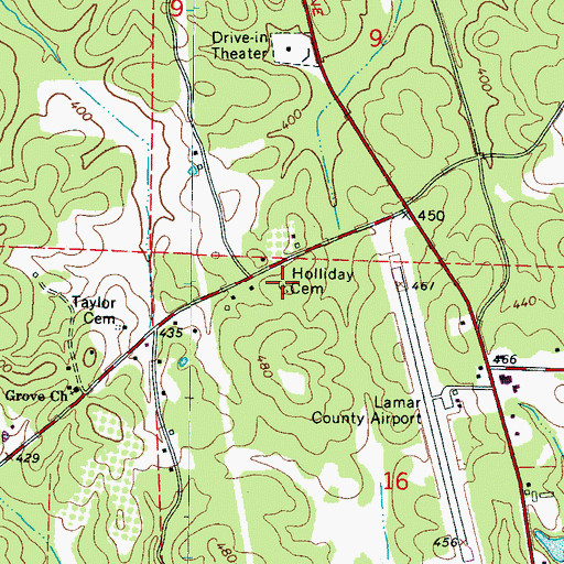 Topographic Map of Holliday Cemetery, AL