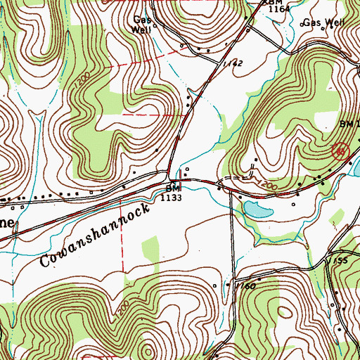 Topographic Map of South Branch Cowanshannock Creek, PA
