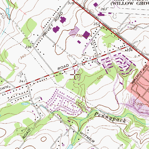 Topographic Map of Saw Mill Valley, PA
