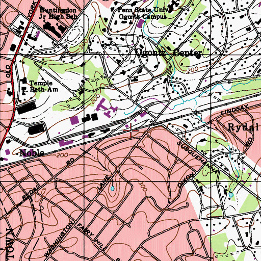 Topographic Map of Rydal East, PA