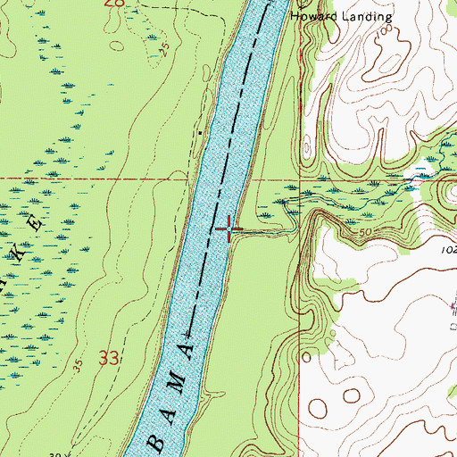 Topographic Map of Hollinger Creek, AL