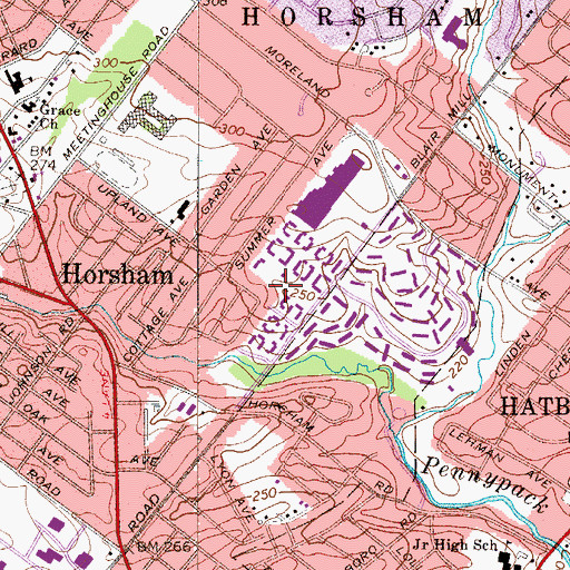 Topographic Map of Blair Mill Village West, PA