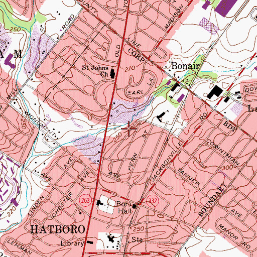 Topographic Map of Mill Run, PA