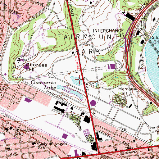Topographic Map of Centennial Lake, PA
