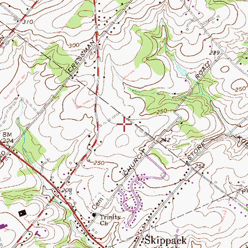 Topographic Map of Fair Hills, PA