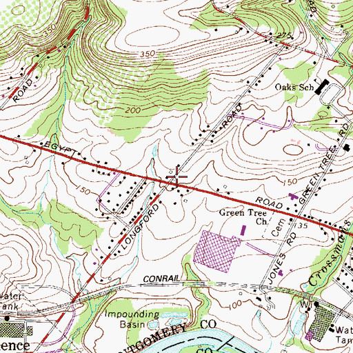 Topographic Map of Green Tree, PA