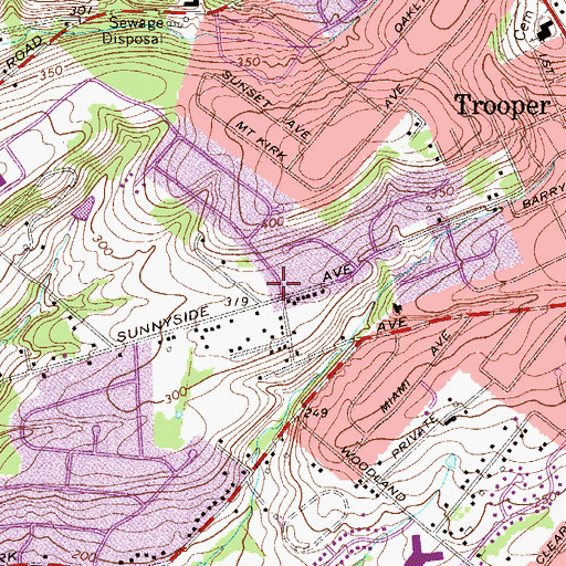 Topographic Map of The Pines, PA