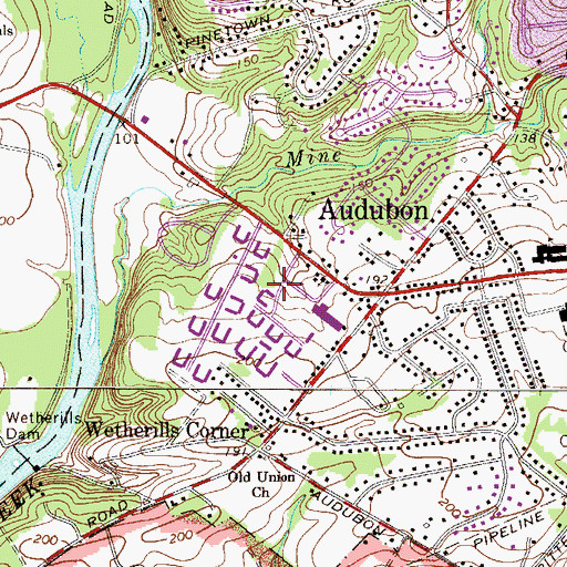 Topographic Map of Audobon Gardens, PA