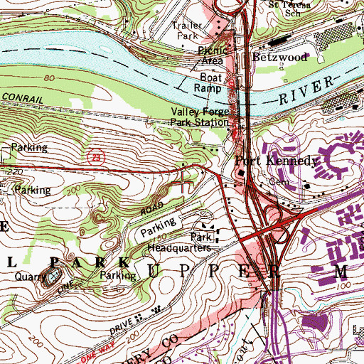 Topographic Map of Valley Forge Trailer Park, PA