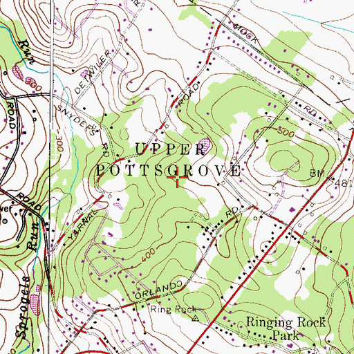 Topographic Map of Cedar Grove, PA