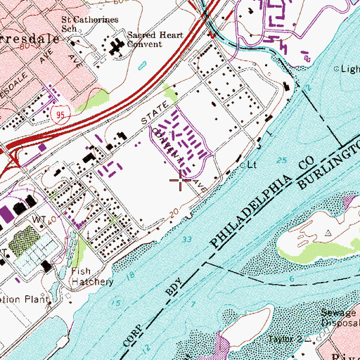 Topographic Map of Delaire Landing, PA