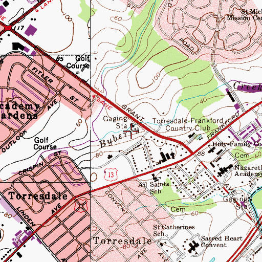 Topographic Map of Academy Garden, PA