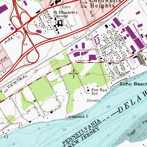 Topographic Map of Devon Close, PA