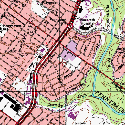 Topographic Map of Lexington Park, PA