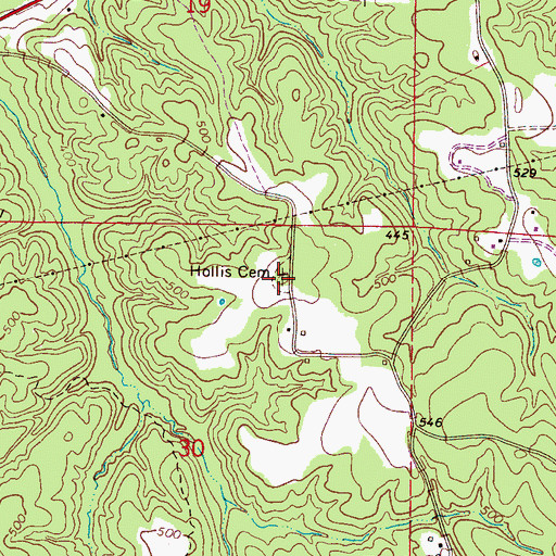 Topographic Map of Hollis Cemetery, AL