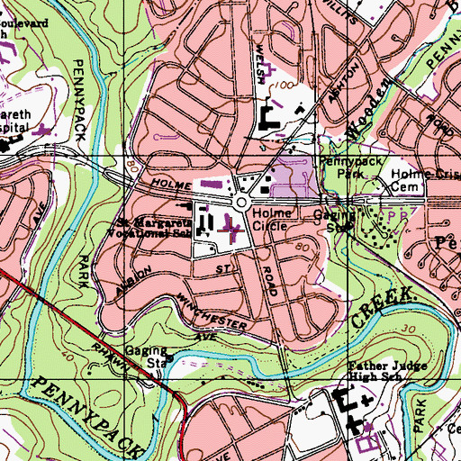 Topographic Map of Winchester Park, PA