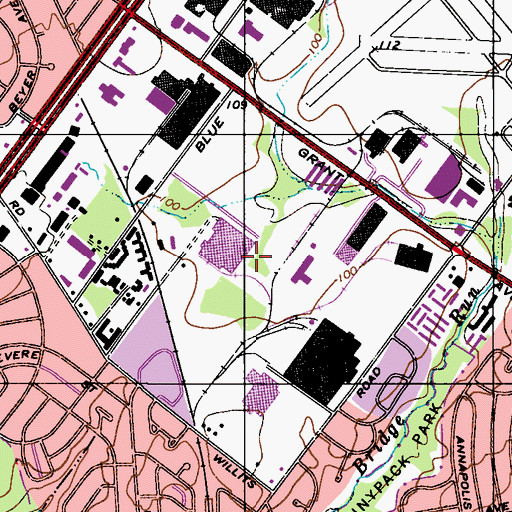 Topographic Map of Ashton Wooden Bridge, PA