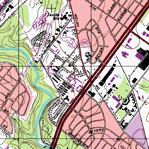 Topographic Map of High Rue, PA