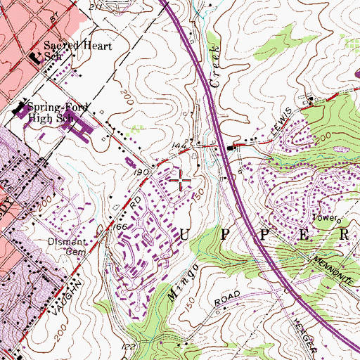 Topographic Map of Orchard Courts, PA