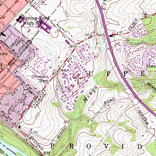 Topographic Map of Providence Forge, PA