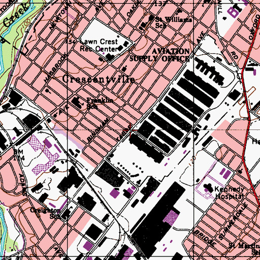 Topographic Map of Oxford Village, PA